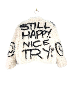 STILL HAPPY NICE TRY Faux Fur Jacket